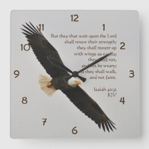 Isaiah 40:31 Aber sie, die Christlich warten Quadratische Wanduhr