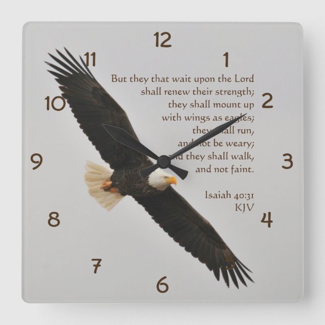Isaiah 40:31 Aber sie, die Christlich warten Quadratische Wanduhr (Vorderseite)