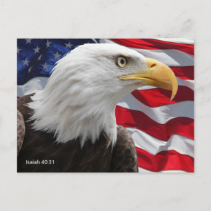Isaiah 40:31 American Flag Mount Up on Eagle Wings Postkarte