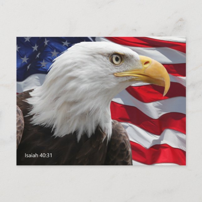 Isaiah 40:31 American Flag Mount Up on Eagle Wings Postkarte (Vorderseite)
