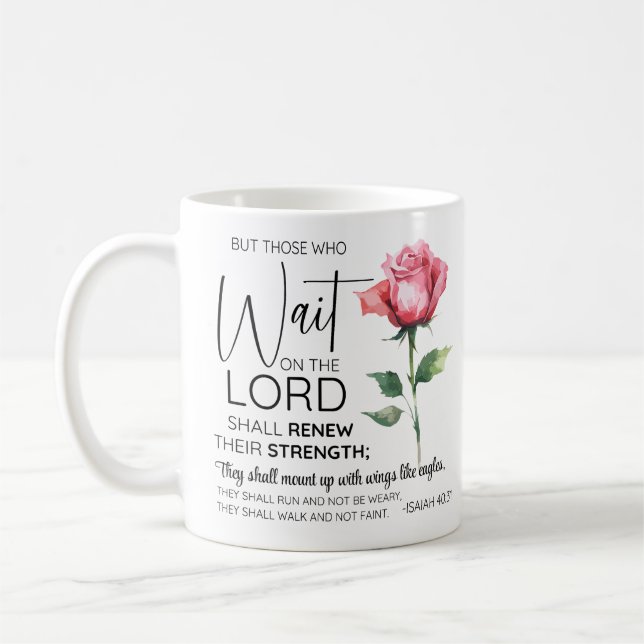 Isaiah 40:31 Die auf der Blume des Herrn warten Kaffeetasse (Links)