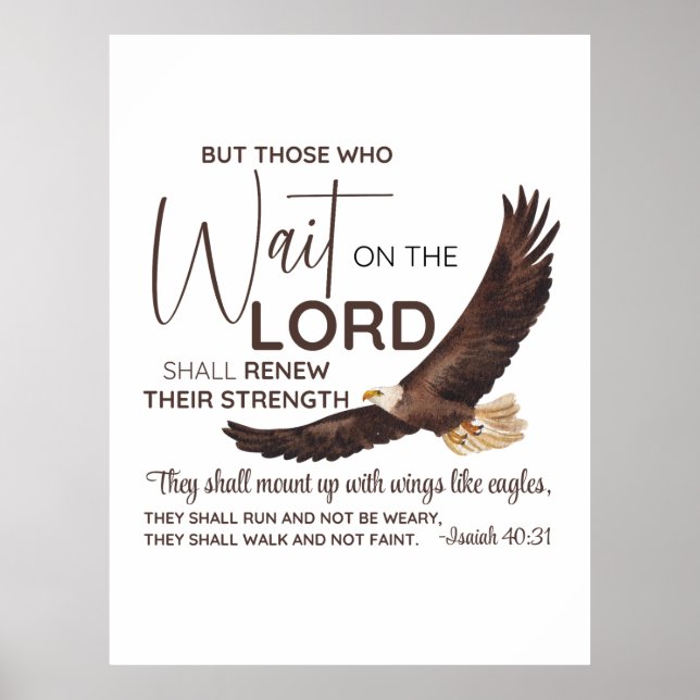 Isaiah 40:31 Die auf die Lord Scripture warten Poster (Vorne)