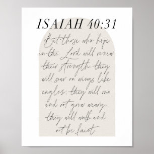 Isaiah 40:31 Minimal Boho Beige Arch Poster