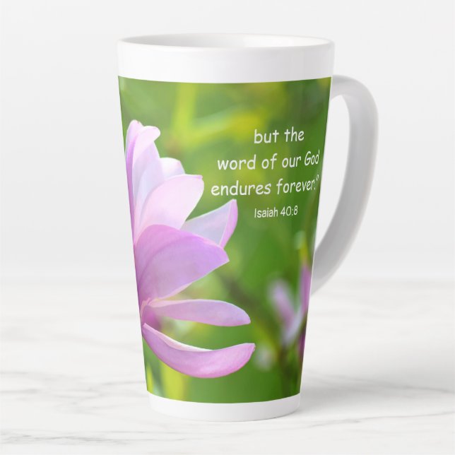Isaiah 40:8 Latte Tasse (Rechte Ecke)