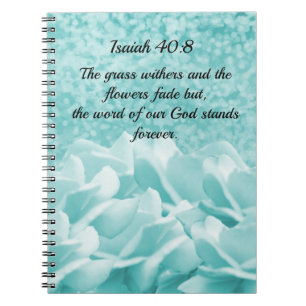 Isaiah 40:8 Scripture Verse Aqua Blume Notebook Notizblock