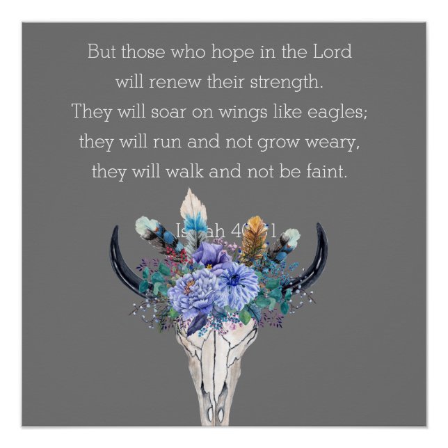 Isaiah 40 Hope Bible Verse Boho Skull Poster (Vorderseite)