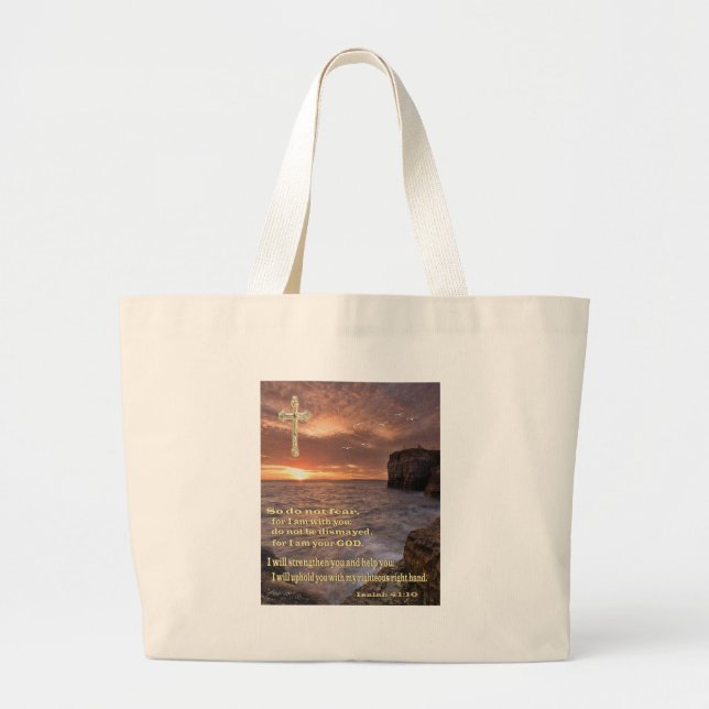 Isaiah 41: 10 christliche Geschenke Jumbo Stoffbeutel (Vorne)