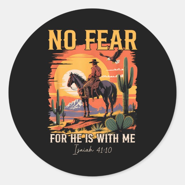 Isaiah 41_10 Cowboy Bible Verse Christian Western  Runder Aufkleber (Vorderseite)