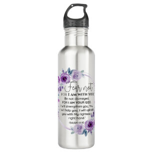 Isaiah 41:10 Furcht vor nicht Lila Schrift Edelstahlflasche