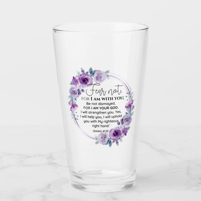 Isaiah 41:10 Furcht vor nicht Lila Schrift Glas (Vorderseite)