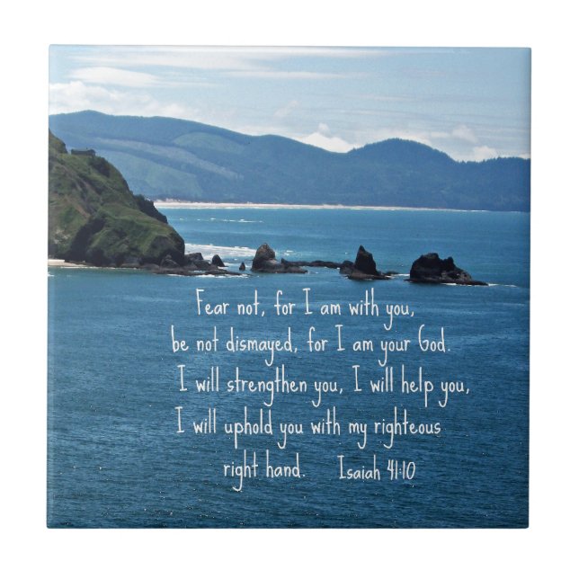 Isaiah 41:10 Fürchte mich nicht, weil ich bei dir  Fliese (Vorderseite)