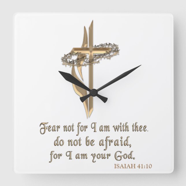 ISAIAH 41:10 QUADRATISCHE WANDUHR (Vorderseite)