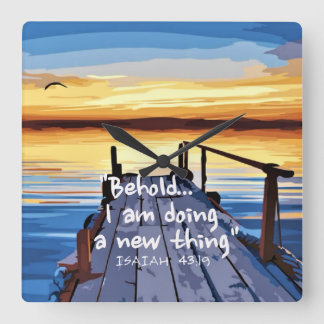 Isaiah 43:19 Bible Verse Art Quadratische Wanduhr