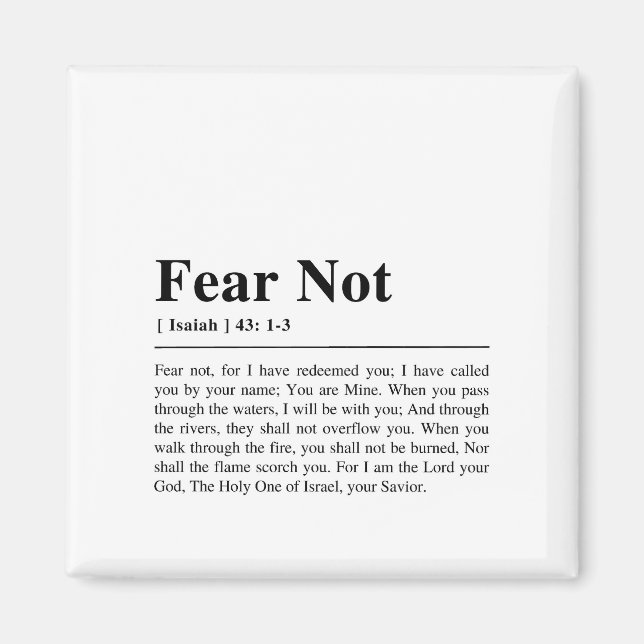 Isaiah 43:1-3 Angst nicht Magnet (Vorne)