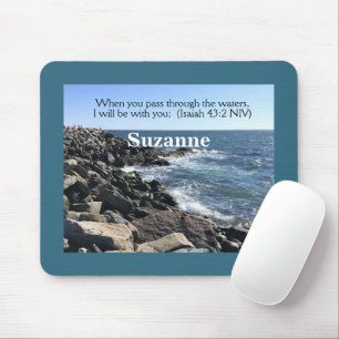 Isaiah 43:2 Ich werde mit Ihnen Foto des Ozeans Mousepad