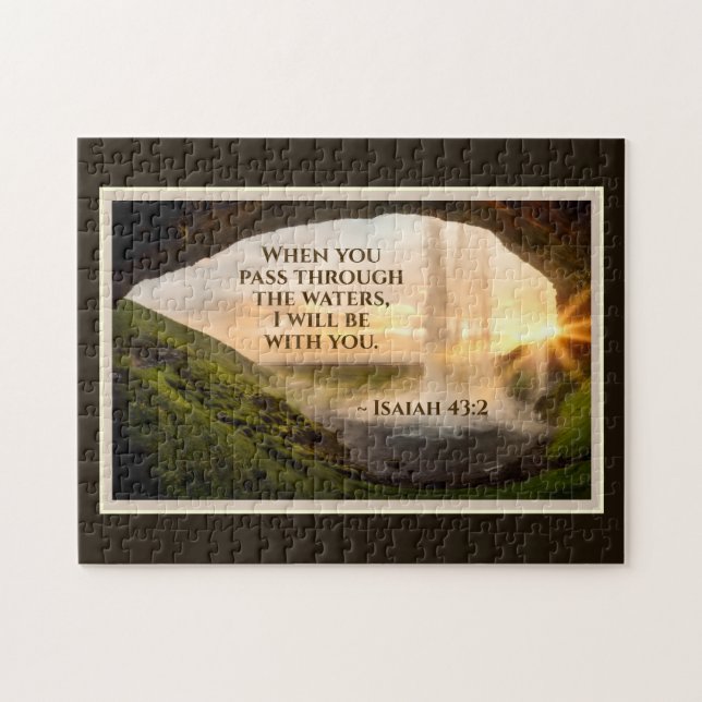 Isaiah 43:2 Wenn du durch das Wasser Bibel kommst Puzzle (Horizontal)