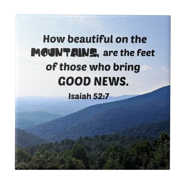 Isaiah 52:7 Wie schön auf den Bergen sind Fliese (Vorderseite)