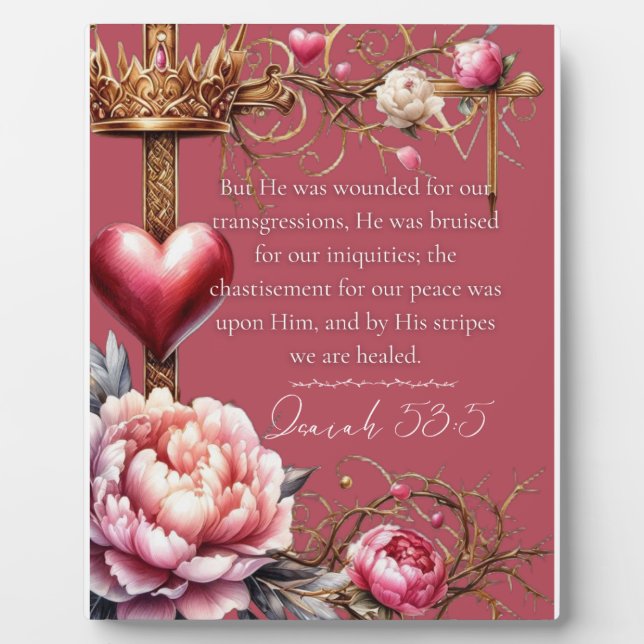 Isaiah 53:5 Healing Scripture | Watercolor Pink Fotoplatte (Vorderseite)