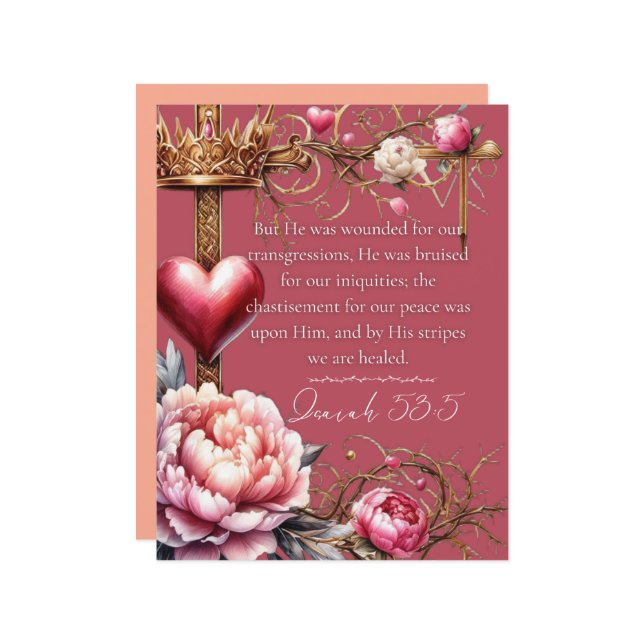 Isaiah 53:5 Heilung-Bibelkarte | Aquarell (Vorderseite/Rückseite Beispiel)