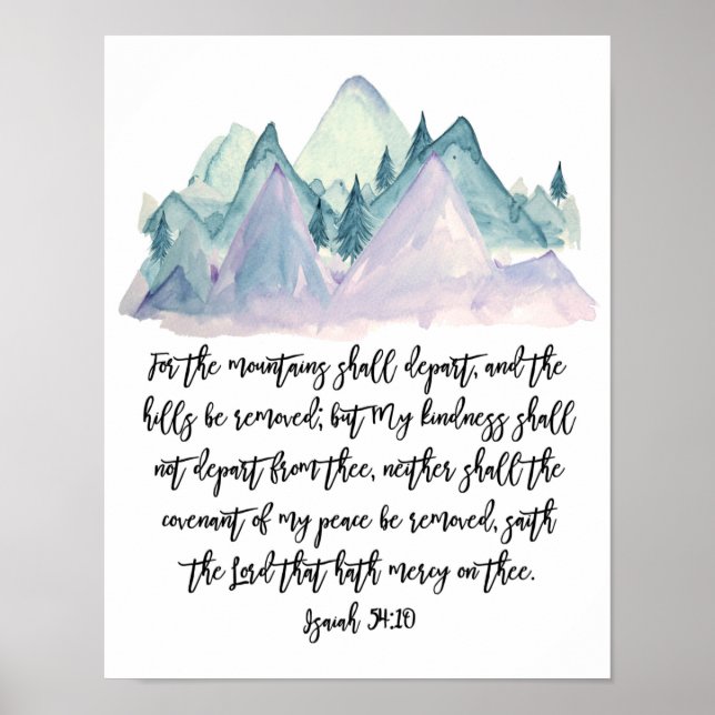 Isaiah 54:10, Aquarellschrift, Bergkunst Poster (Vorne)