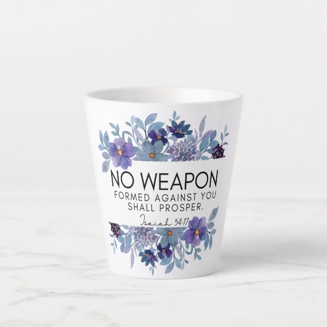 Isaiah 54:17 No Weapon Christlich Floral Milchtasse (Vorderseite)