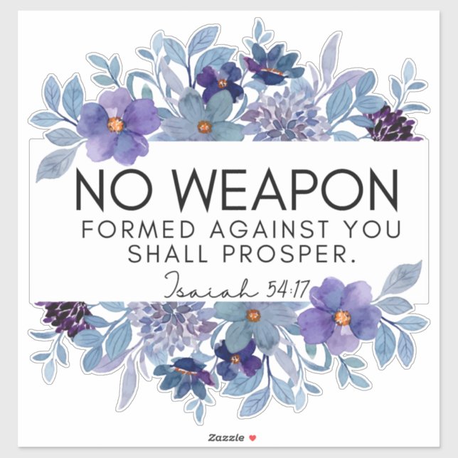 Isaiah 54:17 No Weapon Christlich Scripture Floral Aufkleber (Blatt)