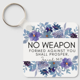 Isaiah 54:17 No Weapon Christliche Lila Blüte Schlüsselanhänger