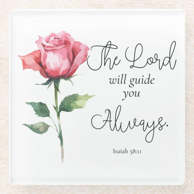 Isaiah 58:11 Blume Abschluss Bible Verse Glasuntersetzer (Vorderseite)