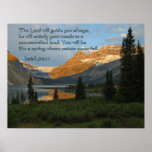 Isaiah 58:11 Mountain Sunset Poster
