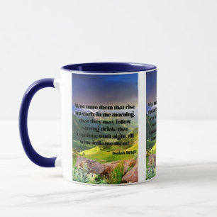 Isaiah 5:11 KJV Bible Scripture Pic Two-Tone Tasse