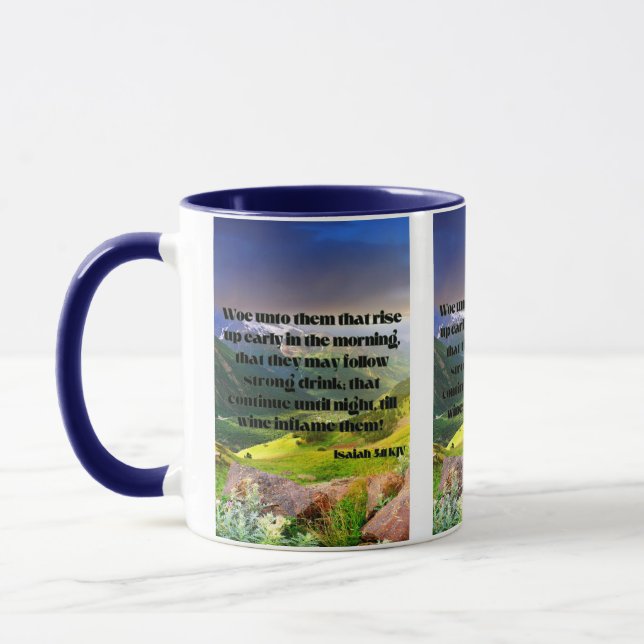 Isaiah 5:11 KJV Bible Scripture Pic Two-Tone Tasse (Links)