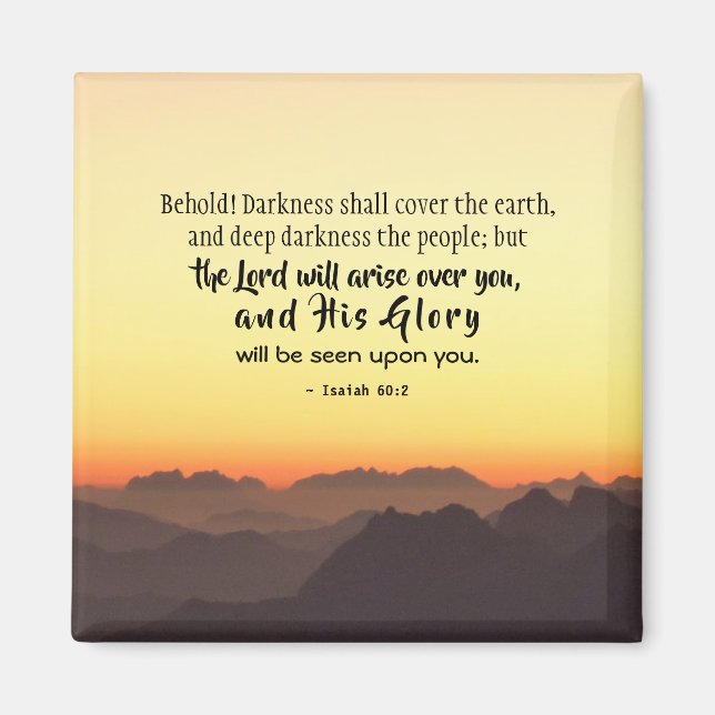 Isaiah 60:2 Dunkelheit soll die Erdbibel bedecken Magnet (Vorne)