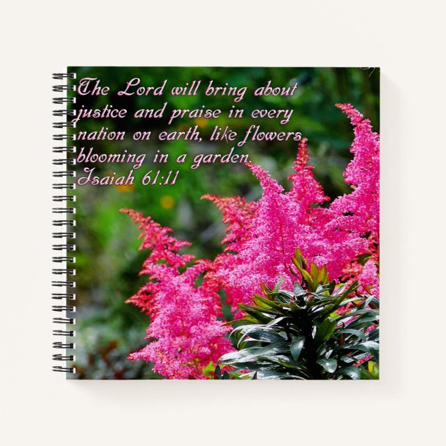 Isaiah 61:11 Pink Floral Inspiration Notizbuch (Vorderseite)