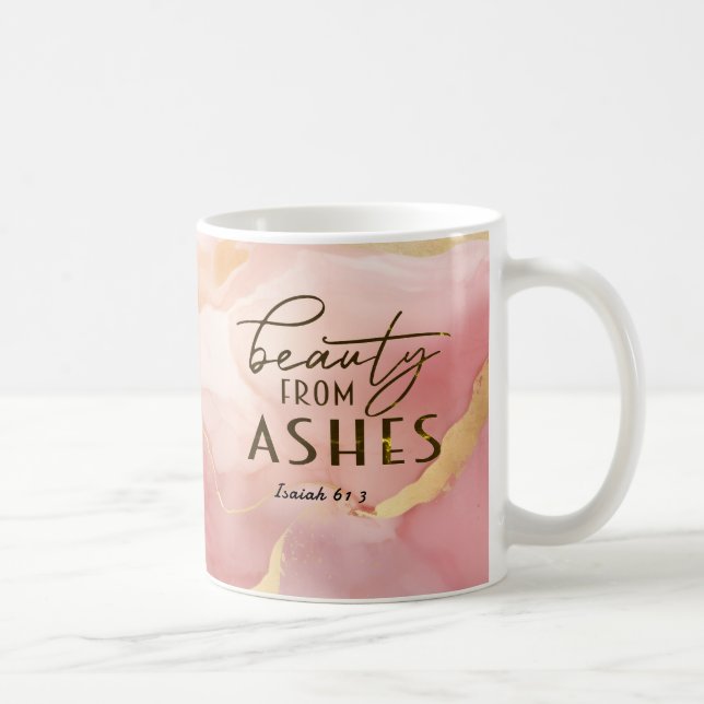 Isaiah 61 3 Schönheit von Ashes Bible Verse Pink Kaffeetasse (Rechts)