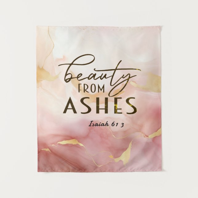 Isaiah 61 3 Schönheit von Ashes Bible Verse Pink Wandteppich (Vorderseite)