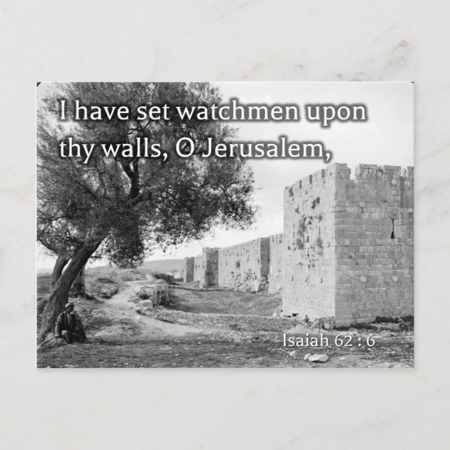Isaiah 62:6 an den Mauern Jerusalems Postkarte (Vorderseite)