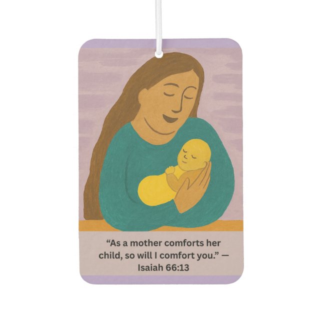 Isaiah 66:13 Comforting Mother and Baby Postcard Autolufterfrischer (Vorderseite)