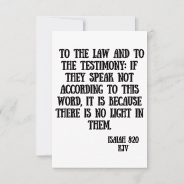 Isaiah 8:20 KJV Bible Scripture Gruß Karte (Vorderseite)