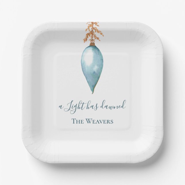 Isaiah 9:2 Elegante Moderne Wasserfarbe Weihnachte Pappteller (Vorderseite)