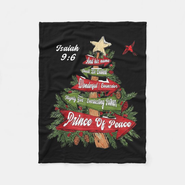 Isaiah 9_6 And He Will Be Called Jesus Xmas Tree C Fleecedecke (Vorderseite)