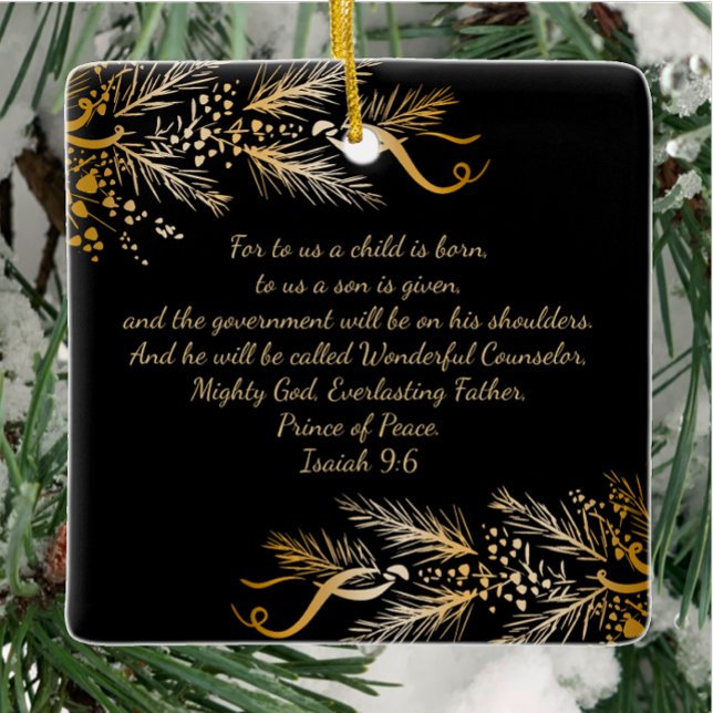 Isaiah 9:6 Christliches Personalisiertes Weihnacht Keramikornament (Personalize Wonderful Counselor, Prince of Peace Christmas Inspirational Scripture Gift Ornament.)