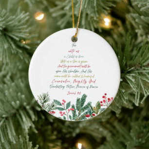 Isaiah 9:6 Denn Uns a Kind ist Geboren Weihnachten Keramik Ornament