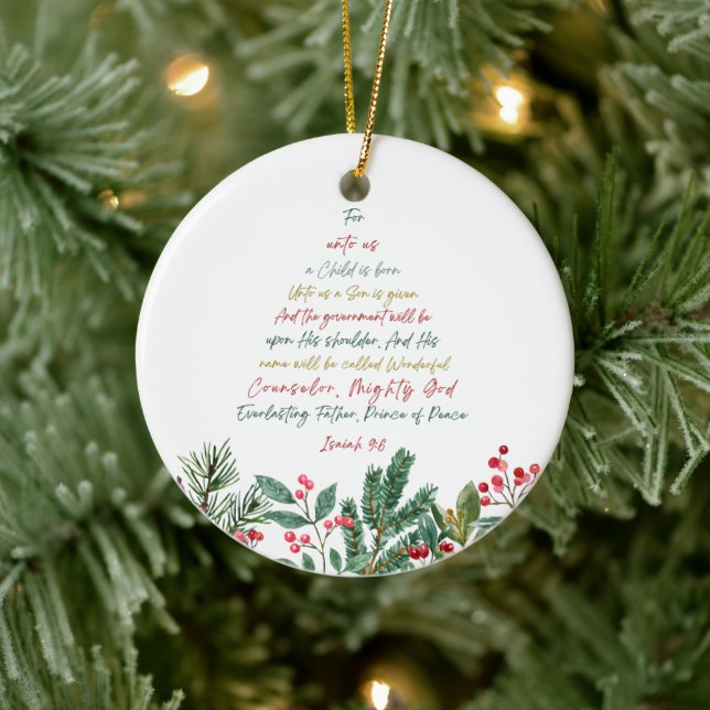 Isaiah 9:6 Denn Uns a Kind ist Geboren Weihnachten Keramik Ornament (Baum)