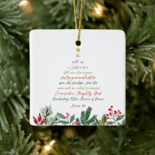 Isaiah 9:6 Denn Uns a Kind ist Geboren Weihnachten Keramikornament