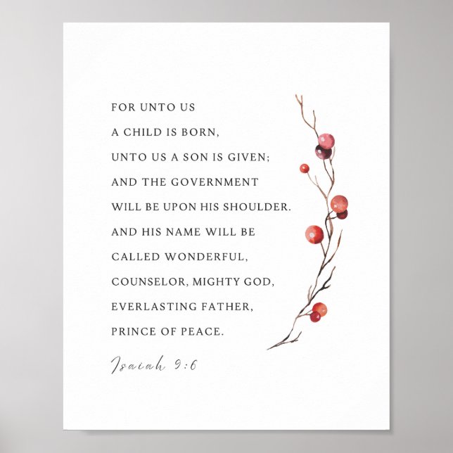 Isaiah 9:6 Denn Uns a Kind ist Geboren Weihnachten Poster (Vorne)