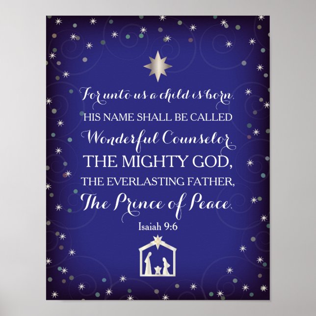 Isaiah 9:6 Für uns ist ein Kind Geboren (11x14) Poster (Vorne)