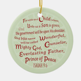 Isaiah 9:6 in den Weihnachtsfarben Keramikornament