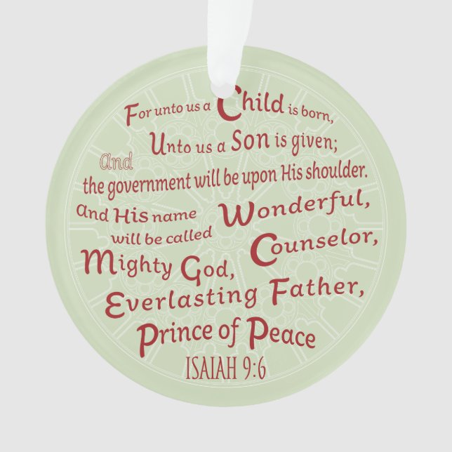 Isaiah 9:6 in den Weihnachtsfarben Ornament (Vorderseite)