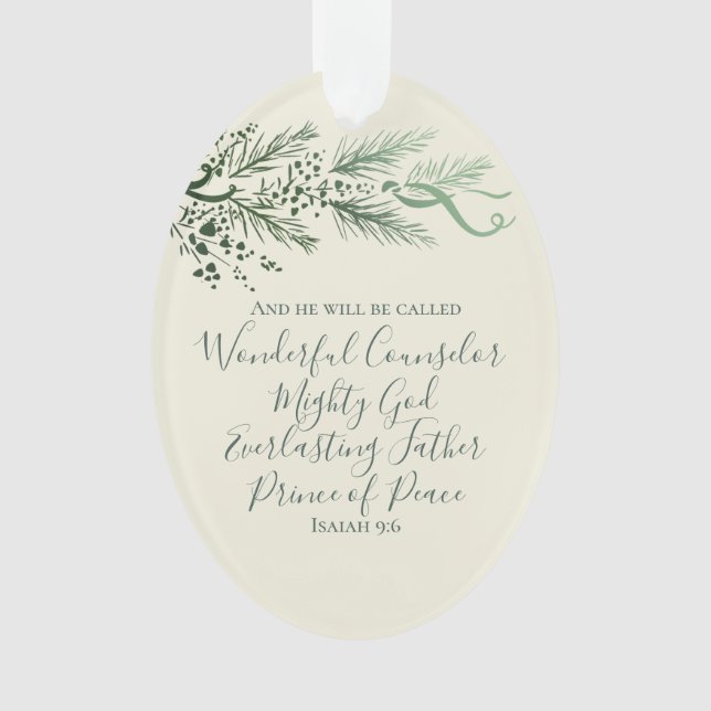 Isaiah 9:6 Personalisiert Modern Pine Christmas Ge Ornament (Vorderseite)