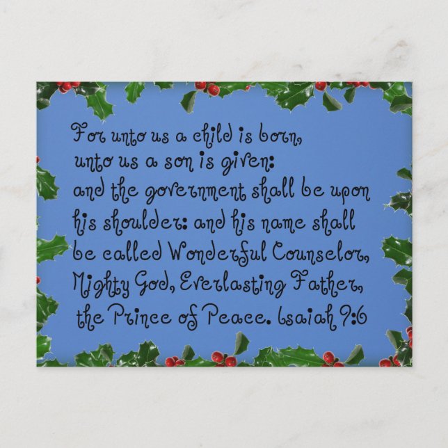 Isaiah 9:6 postkarte (Vorderseite)